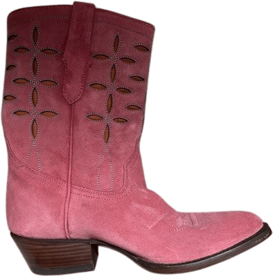 Pink Heeled Boots with Suede Finish