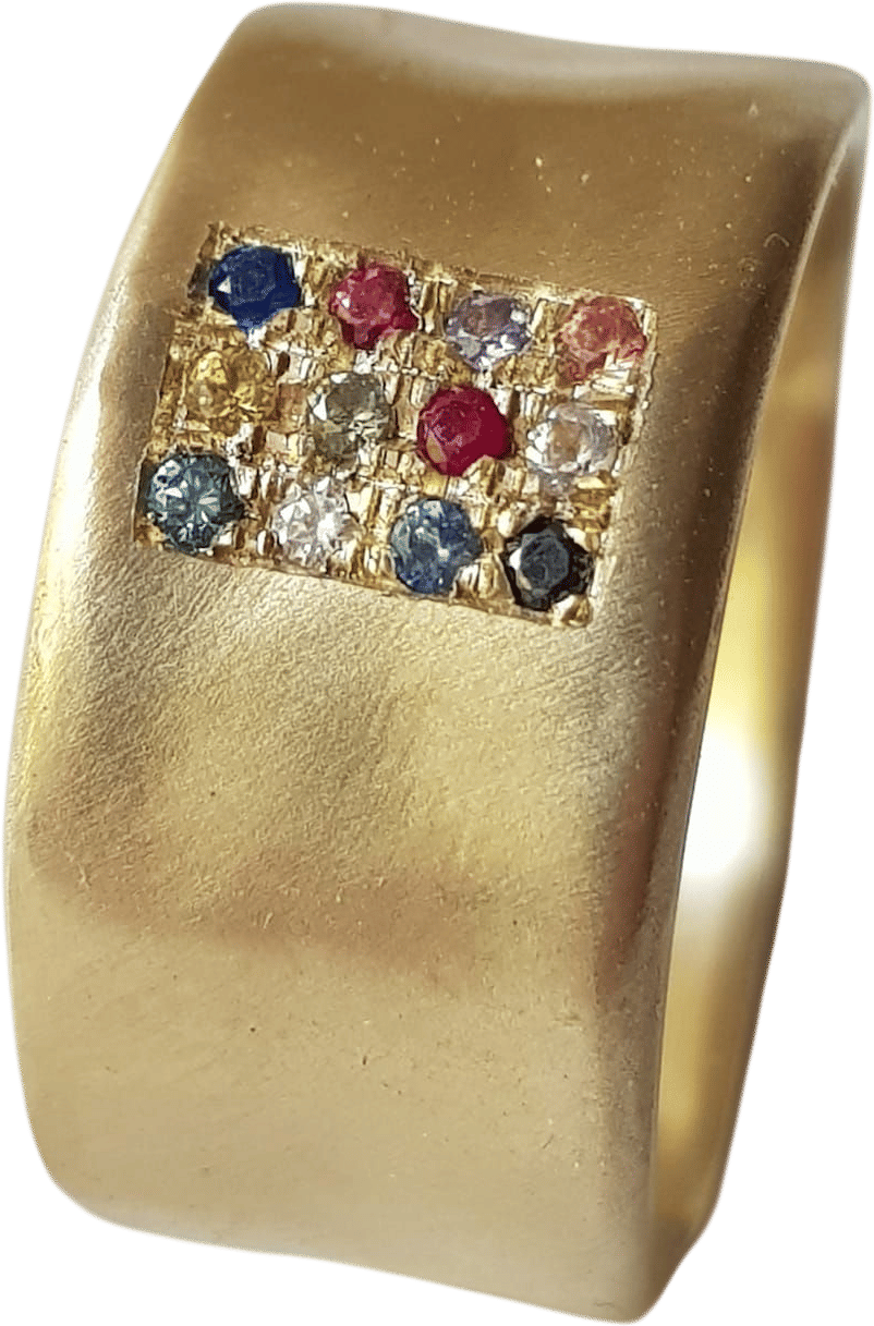 14K Gold Hoshen Kabbalah Gemstone Ring