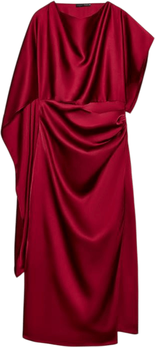 Satin Cape Midi Dress