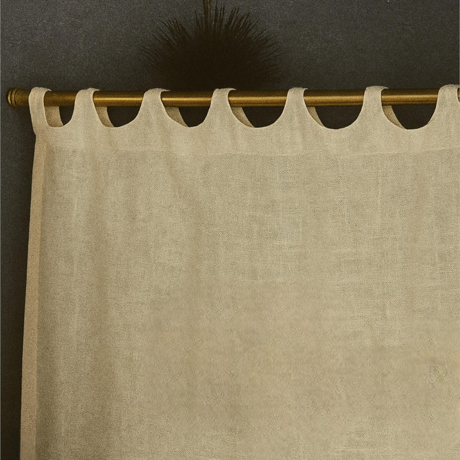 Linen Cafe Curtain Panel: Tab Top, Semi-Sheer, Custom Size