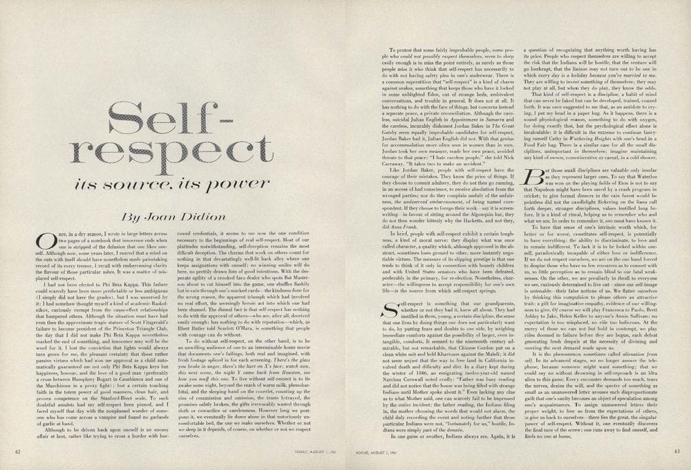 On Self-Respect by Joan Didion