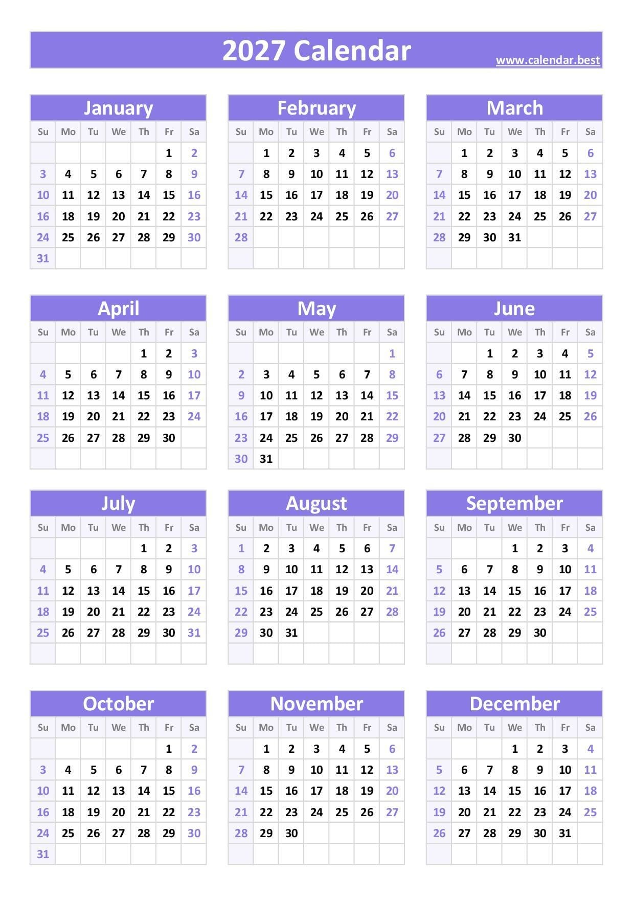 a 2027 calendar