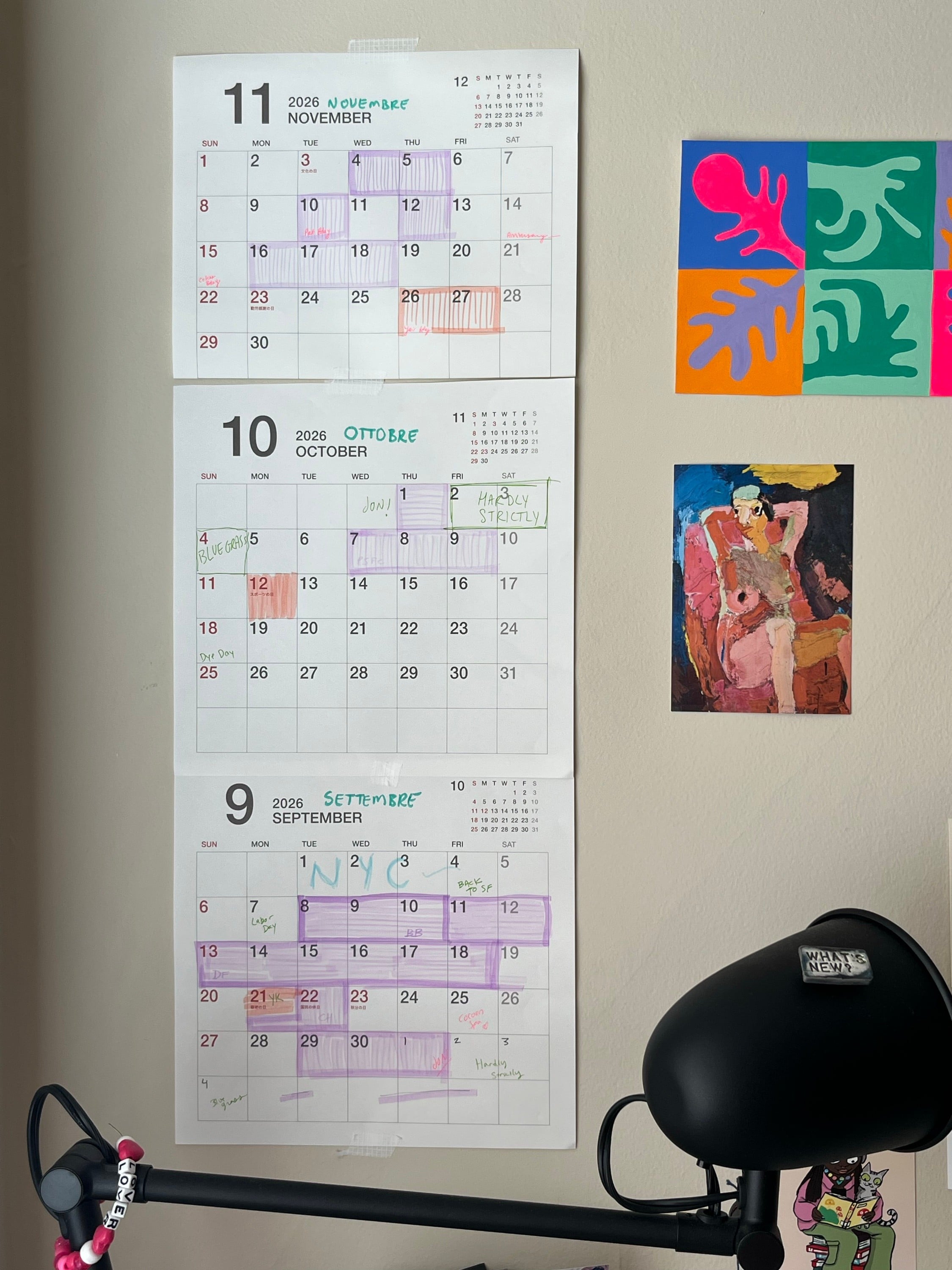 Multiple Calendar Pages on the Wall