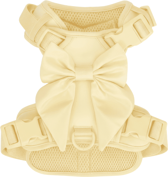 Furry Muse Bow Harness for Dogs in Buttercream