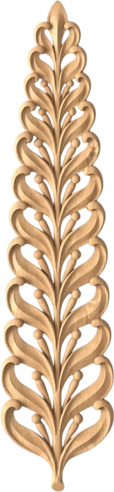 Vertical Botanical Wood Pendant | Symmetrical Leaf Motif