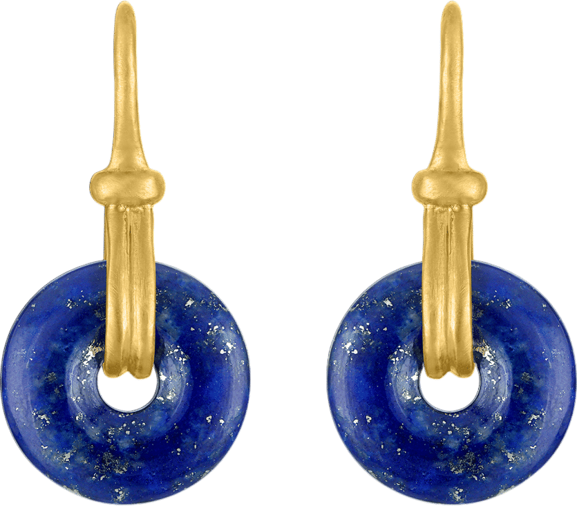 Prounis Jewelry Small Lapis Discus Earrings