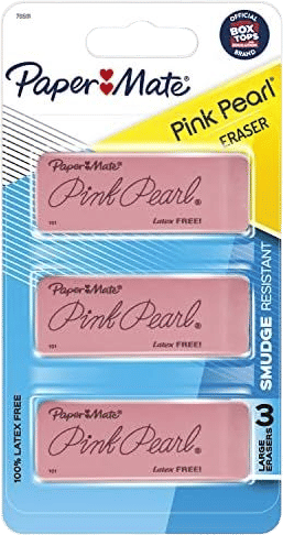 Paper Mate Pink Pearl Erasers, Large, 3 Count