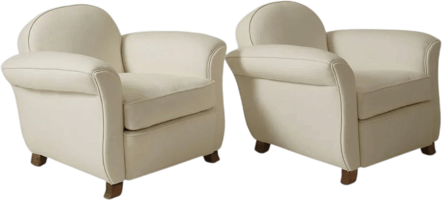 1930s French Art Deco Club Chairs (Pair)