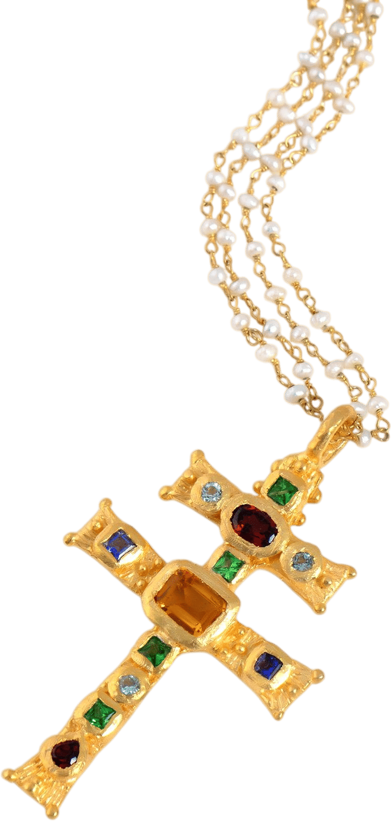 Hesperides Jewelry Cross of Lorraine Necklace