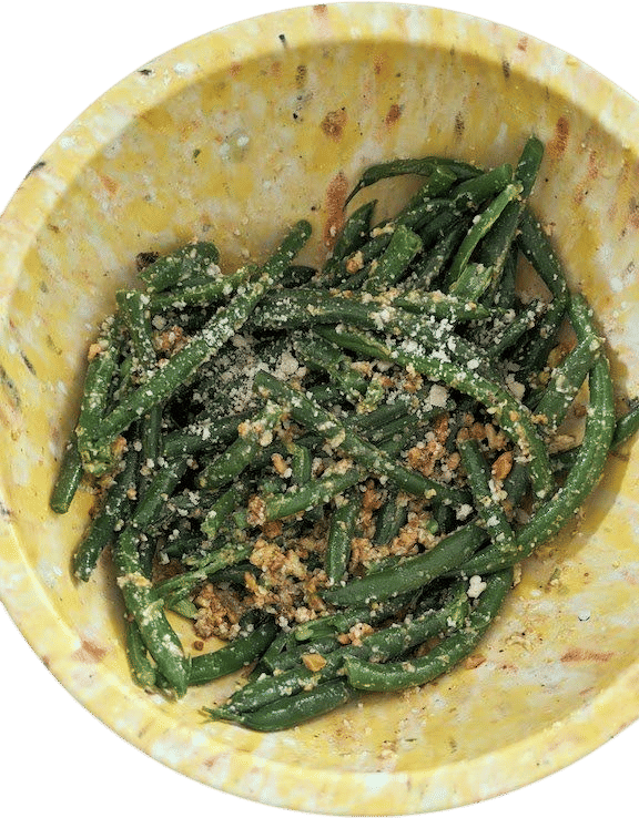 Cold & Crunchy Green Beans with Garlicky Pistachio Vinaigrette