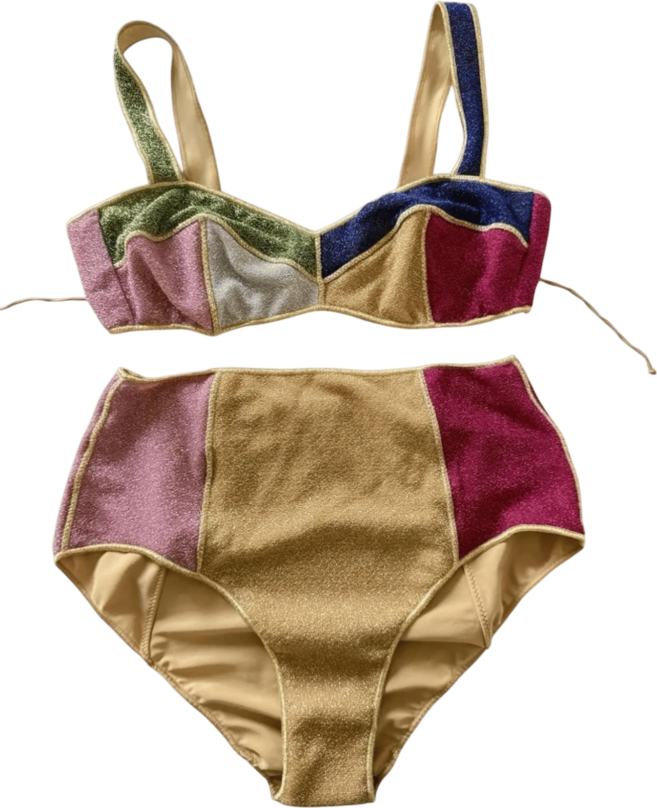 Oseree Lumiere Metallic Colorblock Bikini