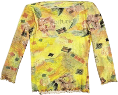 Y2K Euro Micro Mesh 3/4 Sleeve Top