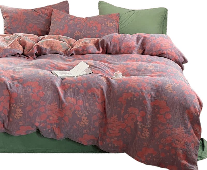 Ownkoti Lotus Pond Cotton Gauze Bedding Set (4PCS)