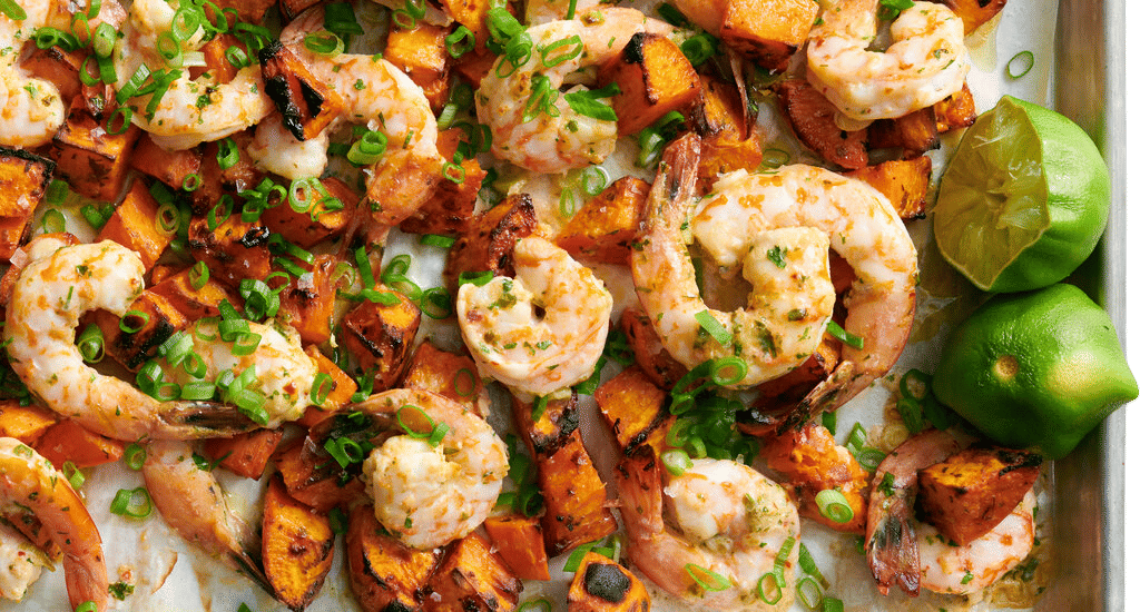 Sheet-Pan Coconut Shrimp and Sweet Potatoes Recipe