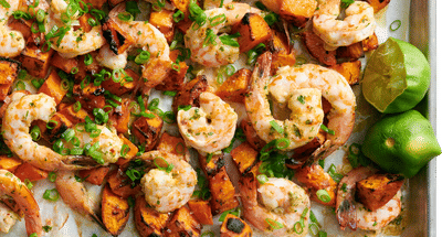 Sheet-Pan Coconut Shrimp and Sweet Potatoes Recipe
