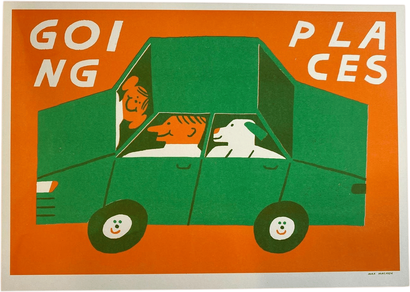Going Places 2 colour A3 riso print