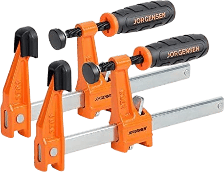 Jorgensen 6” Bar Clamp Set, 2-Pack Steel F Clamp Light Duty, 300 lbs Load Limited, for Woodworking, Metalworking, DIY