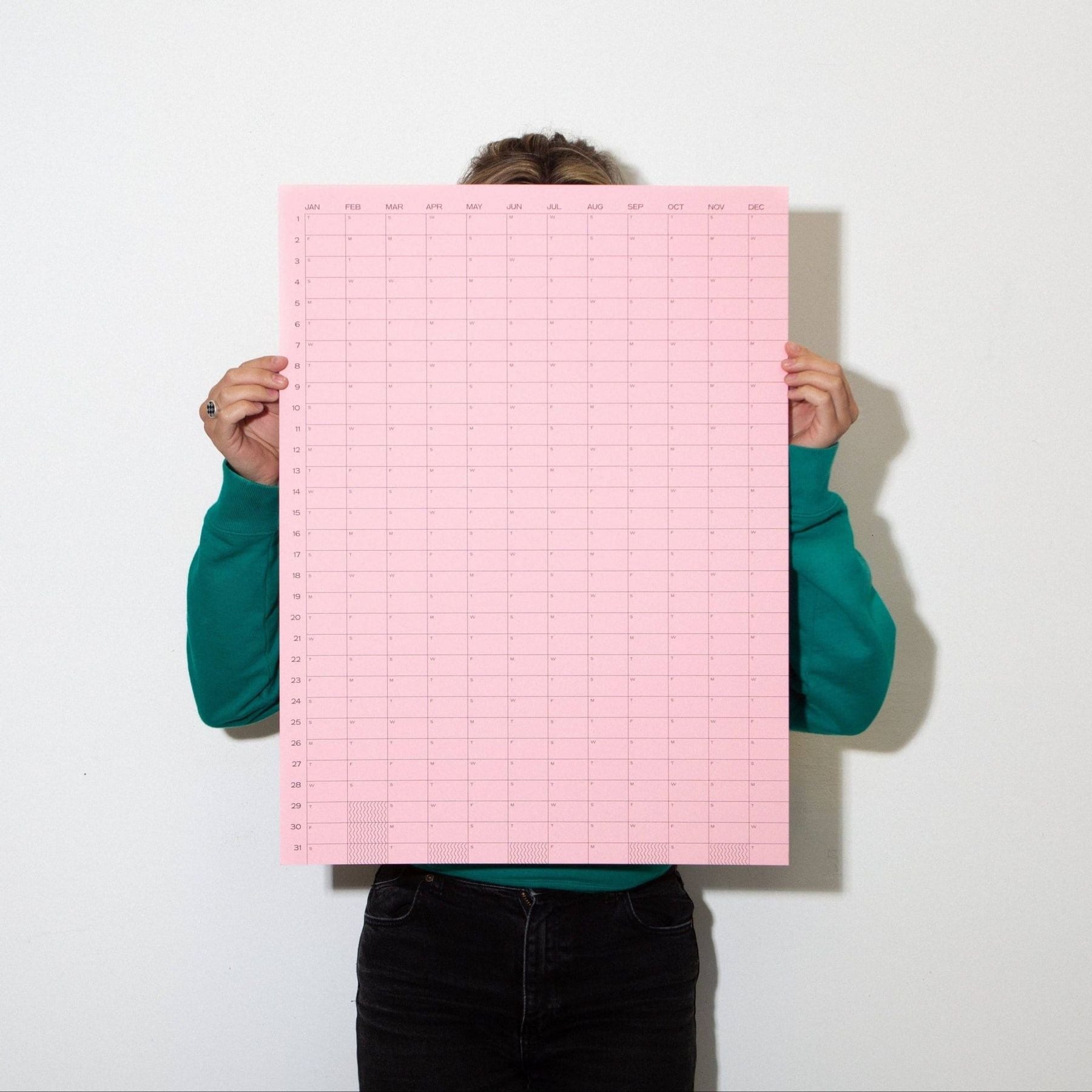 2027 Yearly Wall Calendar (Pink)