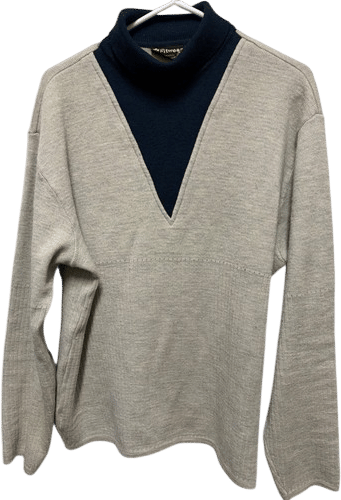 VTG Fitwear Wool Sweater size OS gray & blue Turtleneck Made Australia EC