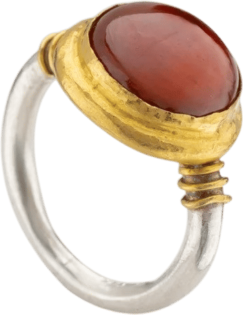 Whitebird Garnet, Silver and Yellow Gold Ring