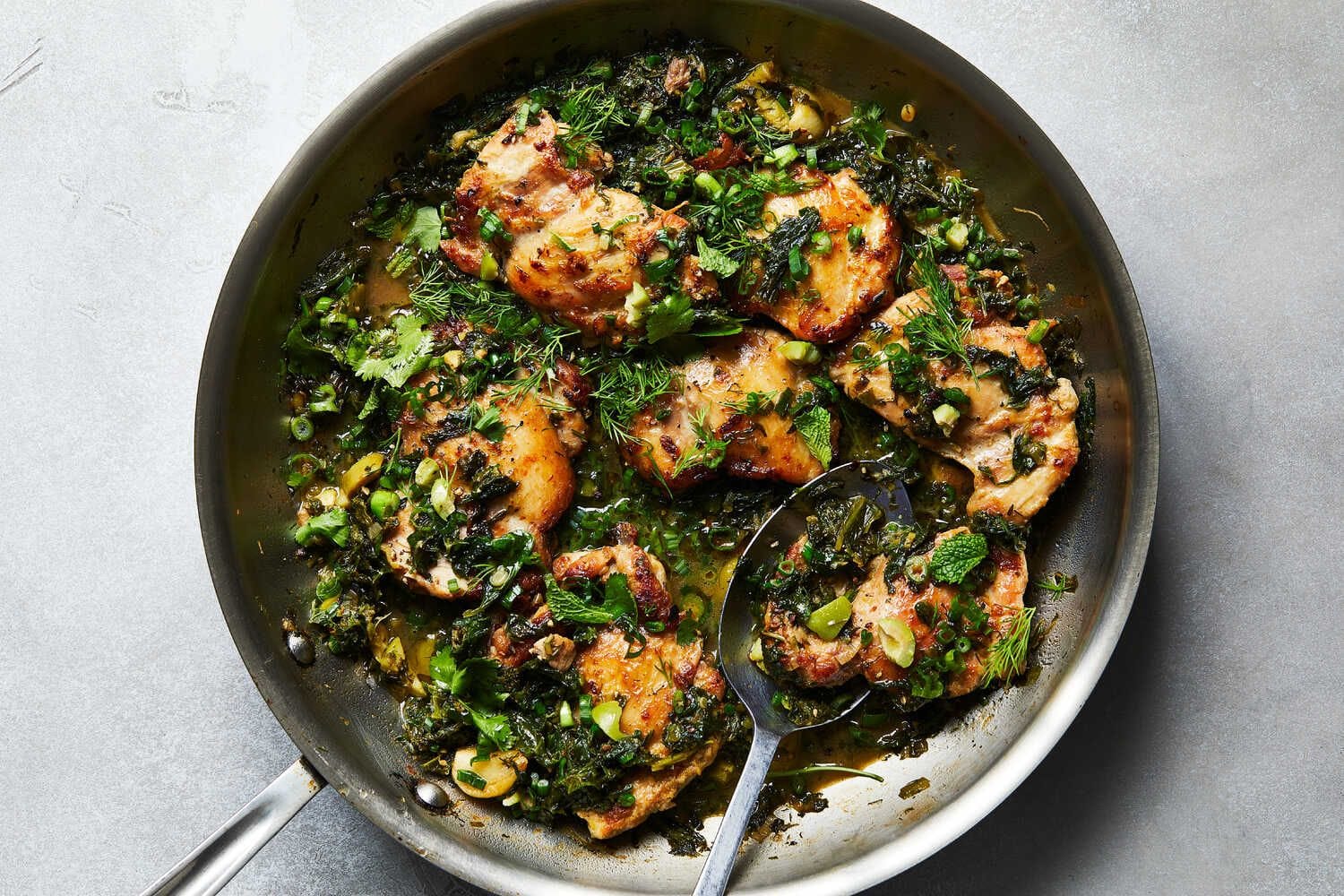 Herby Skillet Chicken With Greens (Melissa Clark)