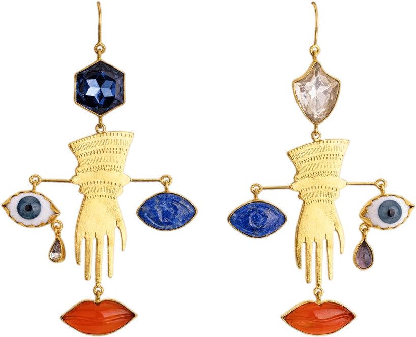 Grainne Morton Glove and Face Charm Earrings