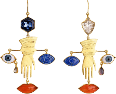 Glove and Face Charm Earrings