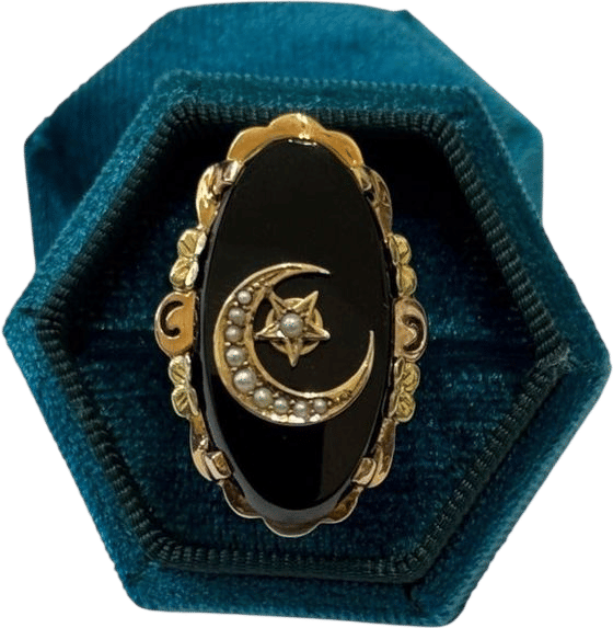 Art Deco Black Onyx Celestial Ring – Seed Pearl, 10k & 14k Gold, Size 7 1/4- ONE OF A KIND - Etsy