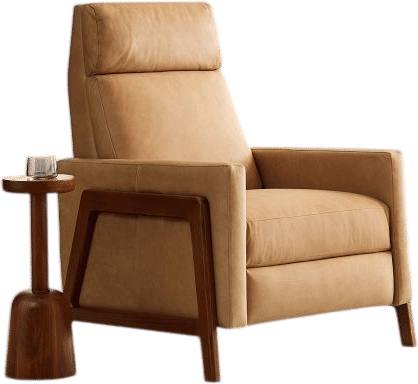 Spencer Wood-Framed Leather Recliner