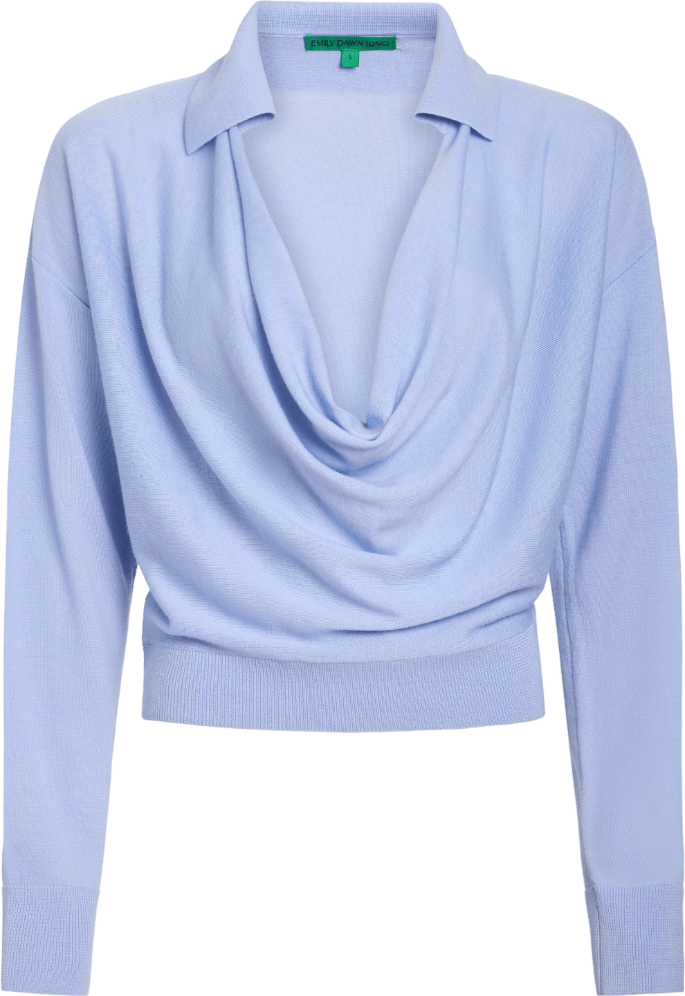 Emily Dawn Long Drape Front Knit Polo - Baby Blue