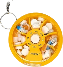 INVODA Weekly Pill Organizer (Orange+Bag)