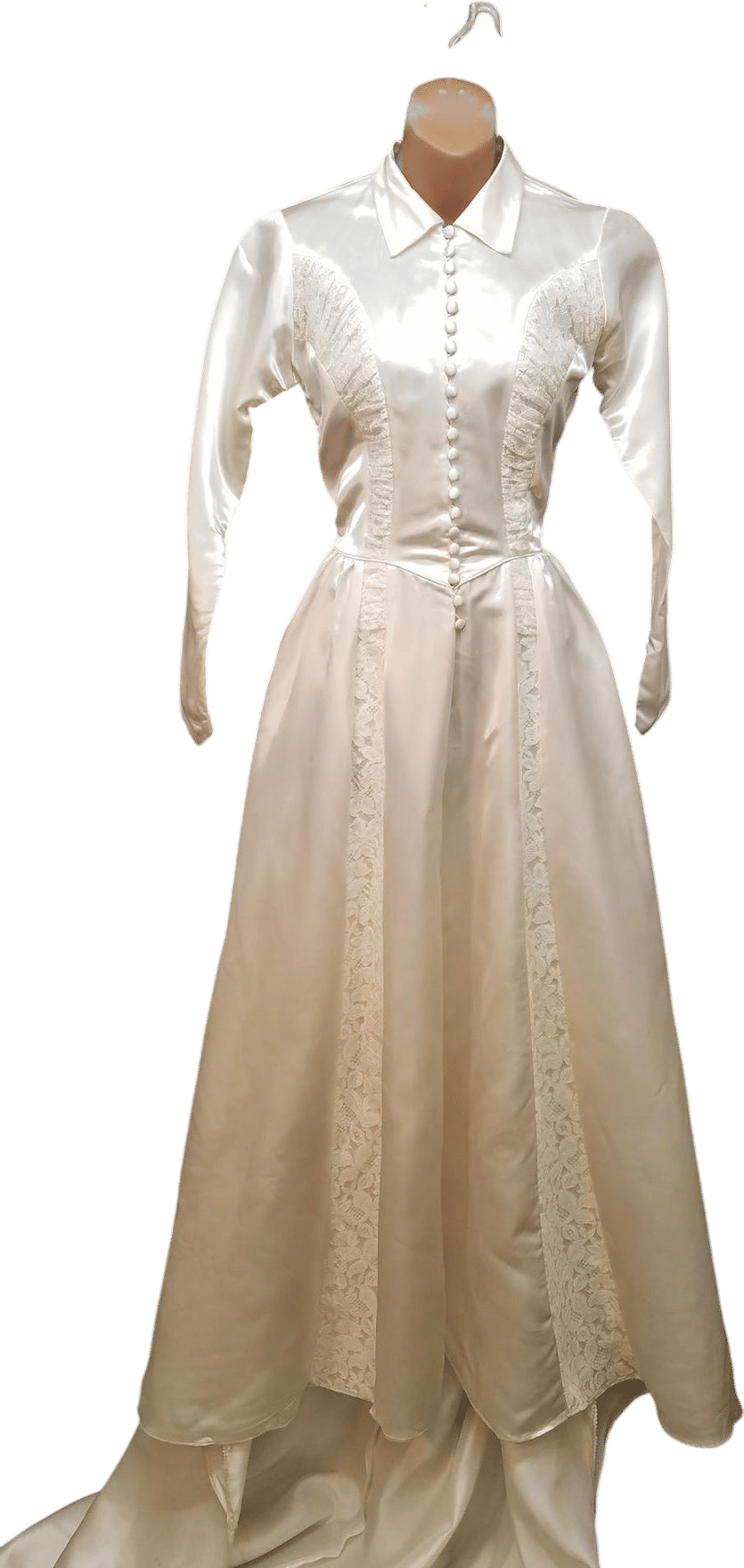 Vintage 1940s Satin and Lace Wedding Dress