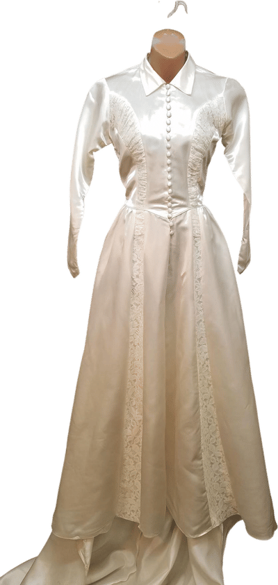Vintage 1940s Satin and Lace Wedding Dress