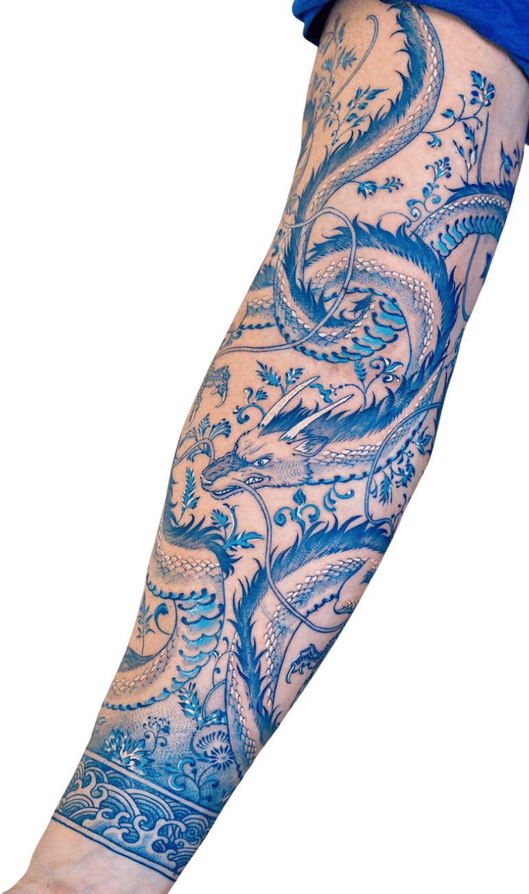 A Porcelain Blue Tattoo From Oozy