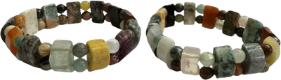 Vintage Reversible Gemstone Stretch Bracelet Set