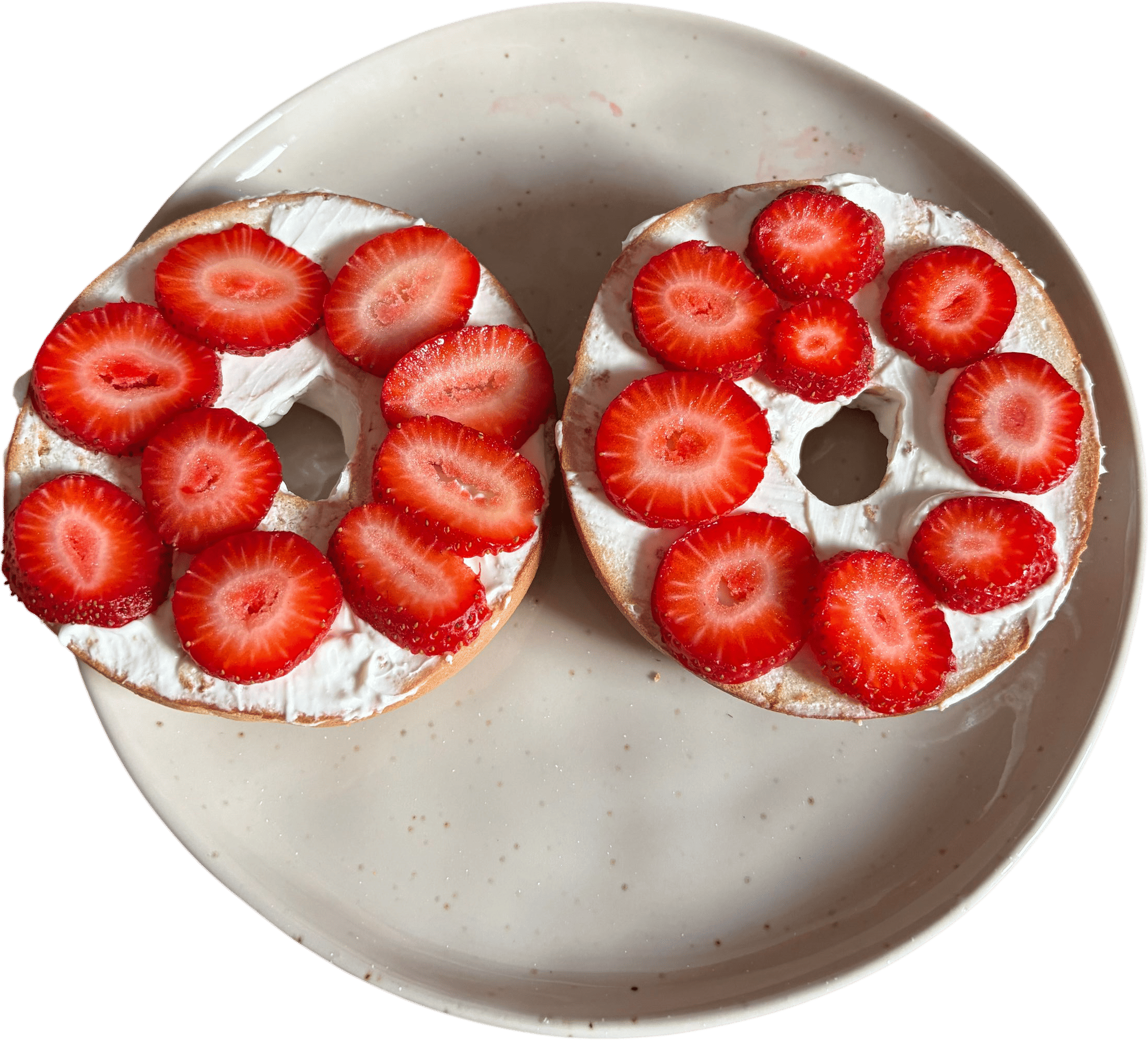 toasted bagel + cream cheese + fresh strawberries