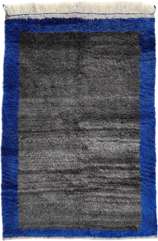 Vintage Blue-Gray Natural Tulu Rug: Turkish Looped Pile Wool Shaggy Rug, Handmade Wool Tulu Rug, Oriental Rug, Decorative Tulu Rug