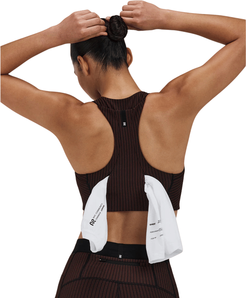 Women's Striped Cadence Longline Bra Cacao / Black