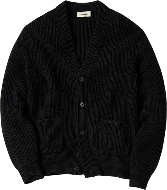 Buck Mason Black Seafarer Cotton Rib Cardigan