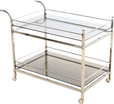 Vintage 1970s Chrome & Smoked Glass Bar Cart