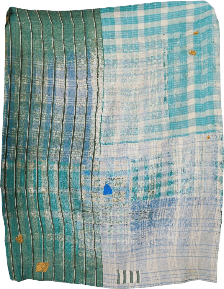 Vintage Kantha Quilt: Reversible Cotton Throw, Hand-embroidered Blanket - Etsy