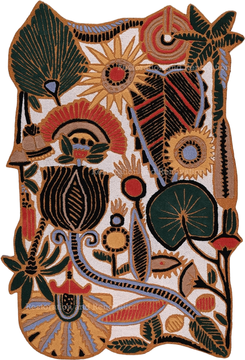 Handmade Artisan Floral Geometric Wool Rug
