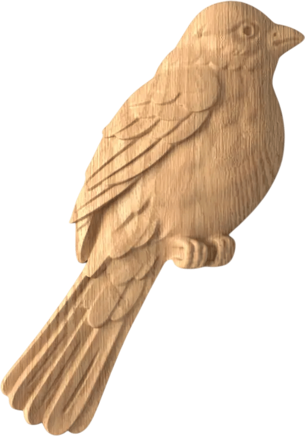 Unfinished solid wood sparrow onlay, Left