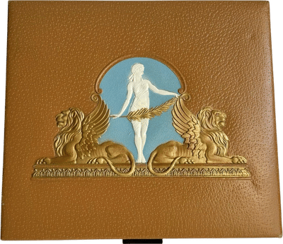 Vintage Neoclassical Leatherette Box with Bakelite Handle