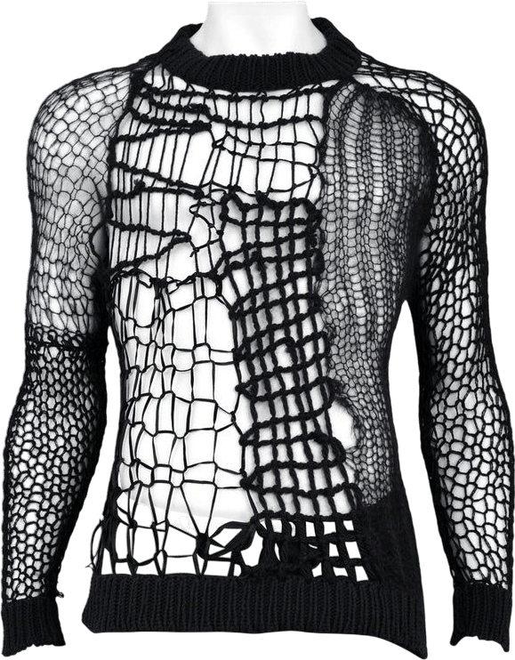 Vintage Raf Simons Black Cobweb Spider Sweater 1998-99