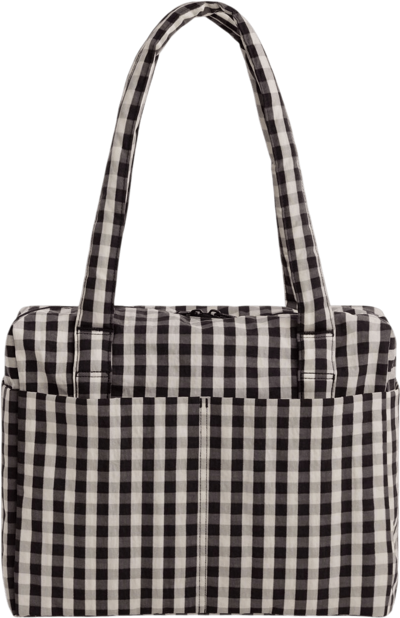 Baggu Small Cloud Carry-On Black And Cream Gingham