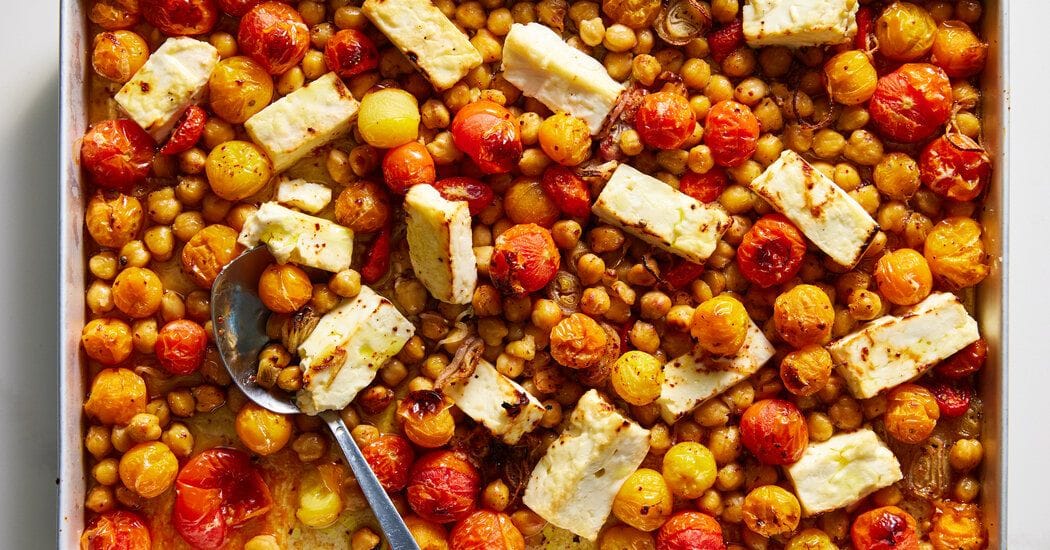 Sheet-Pan Feta With Chickpeas and Tomatoes