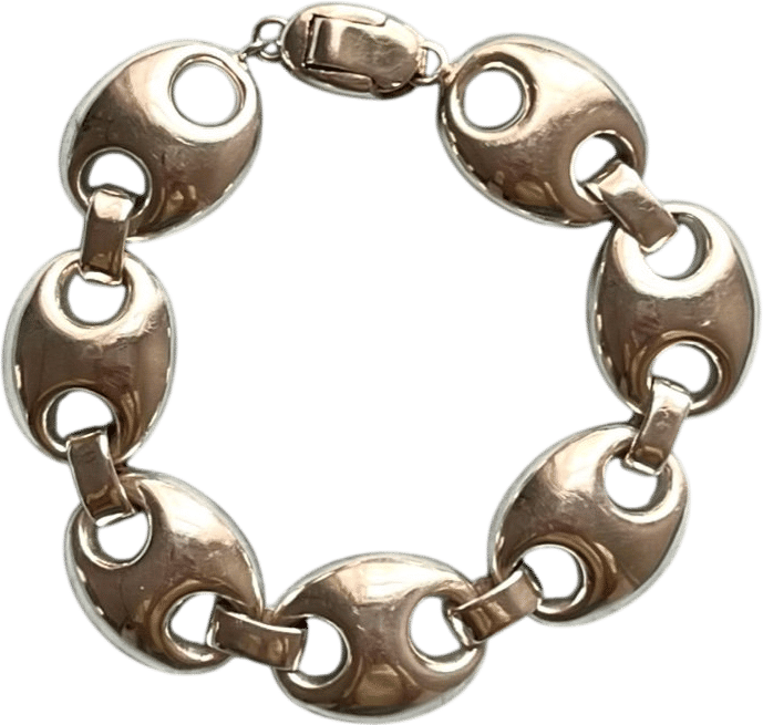 Vintage Sterling Silver Mariner Pendant Link Bracelet