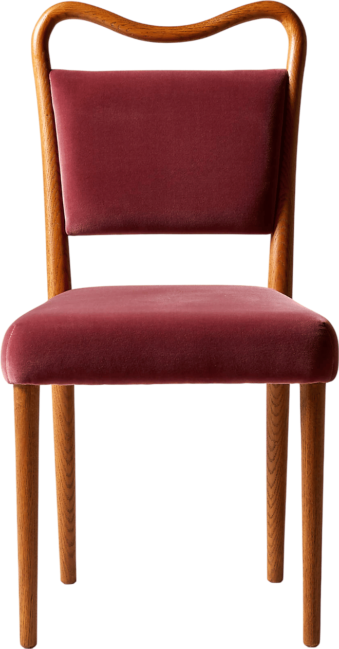Monte Oak Wood and Rose Velvet Dining Chair