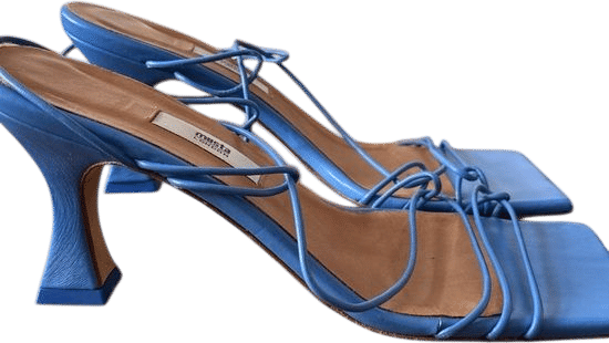 Miista Blue Strappy Square-Toe Heels